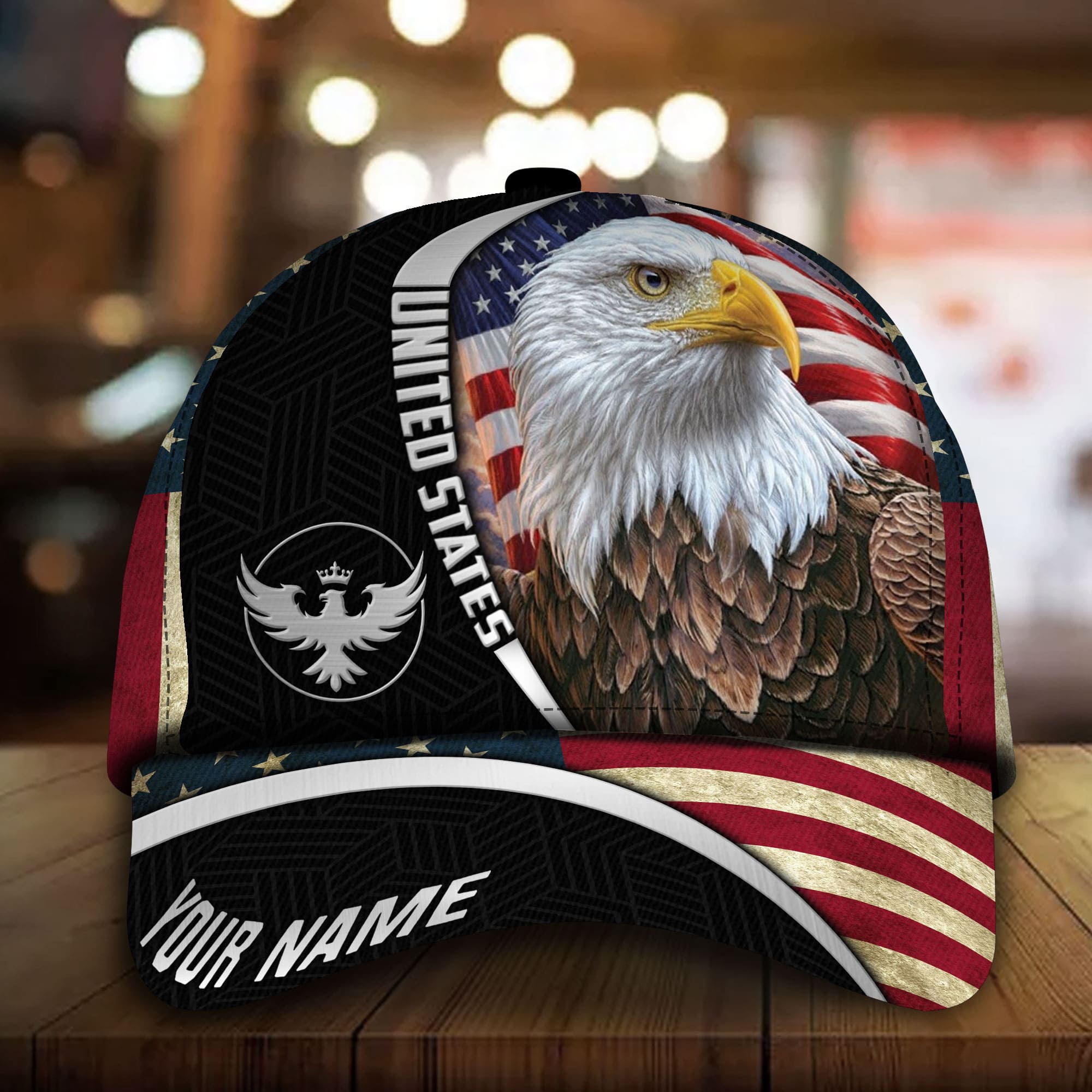 Patriotic Eagle United States Hat, American Flag Full Printed Personalized Cap Trucker Hats Custom Hats Gifts For Men & Women