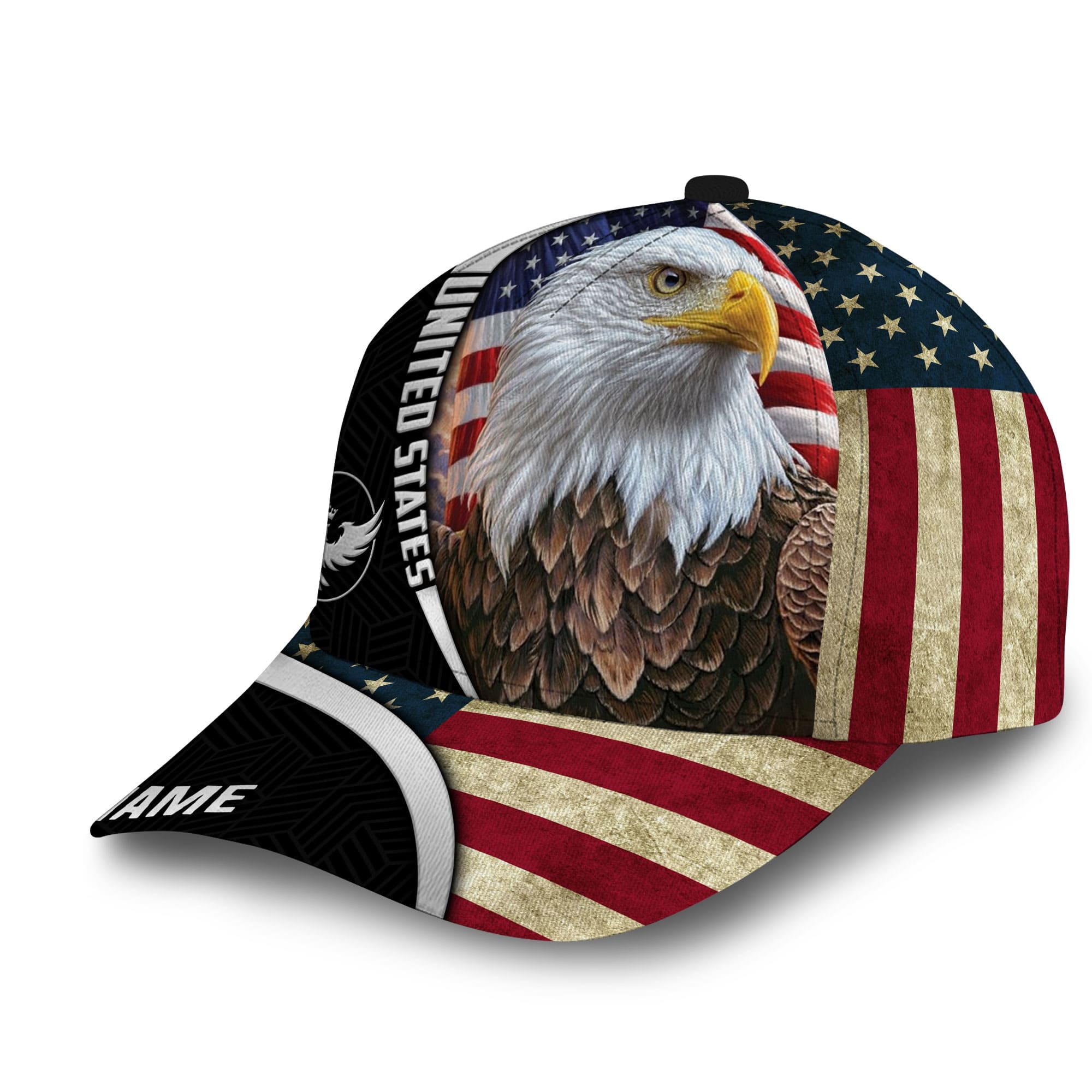 Patriotic Eagle United States Hat, American Flag Full Printed Personalized Cap Trucker Hats Custom Hats Gifts For Men & Women