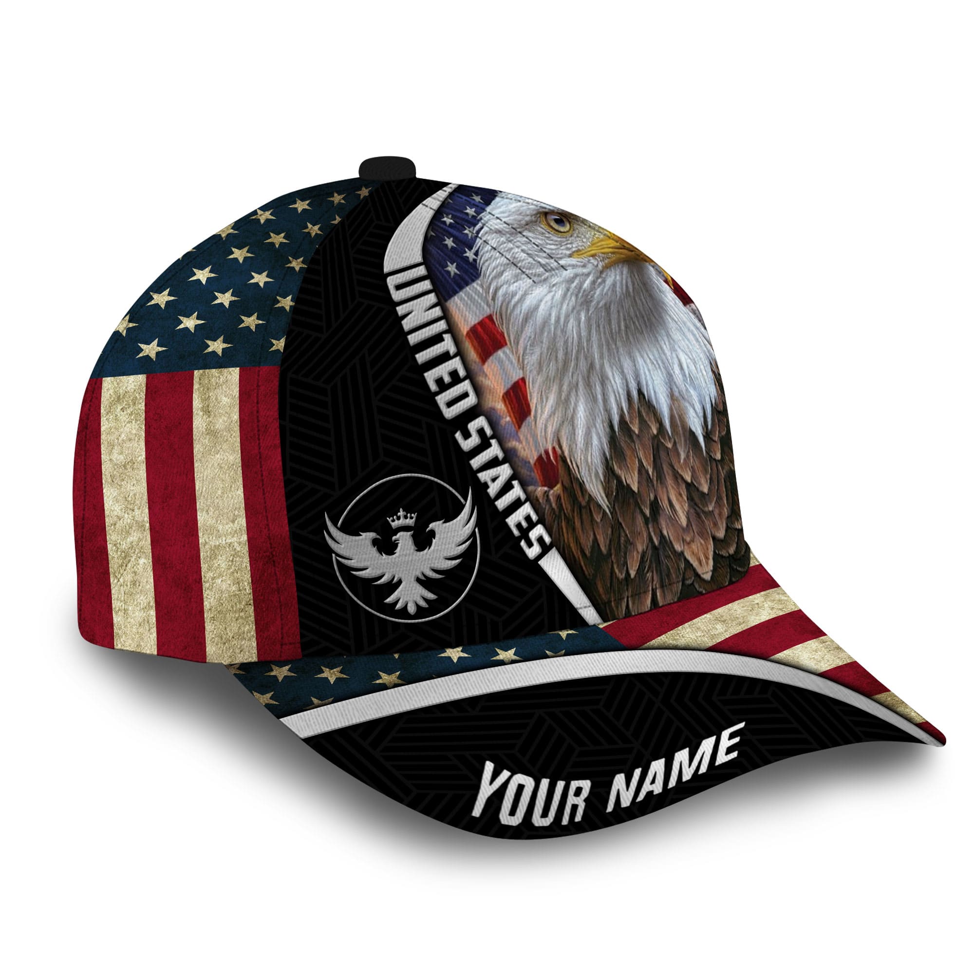 Patriotic Eagle United States Hat, American Flag Full Printed Personalized Cap Trucker Hats Custom Hats Gifts For Men & Women