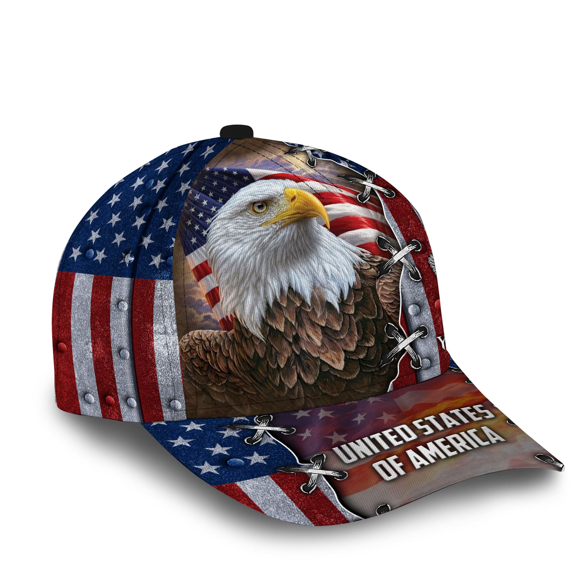 Patriotic Eagle United States of America Hat, American Flag Eagle Full Printed Cap Trucker Hats Custom Hats Gifts For Men & Women