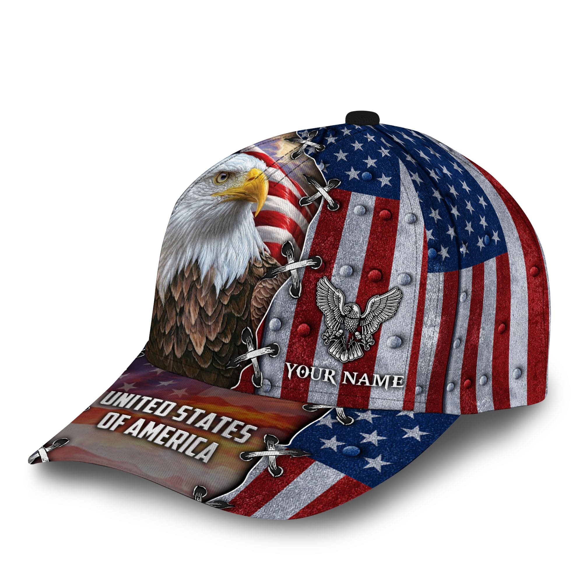 Patriotic Eagle United States of America Hat, American Flag Eagle Full Printed Cap Trucker Hats Custom Hats Gifts For Men & Women