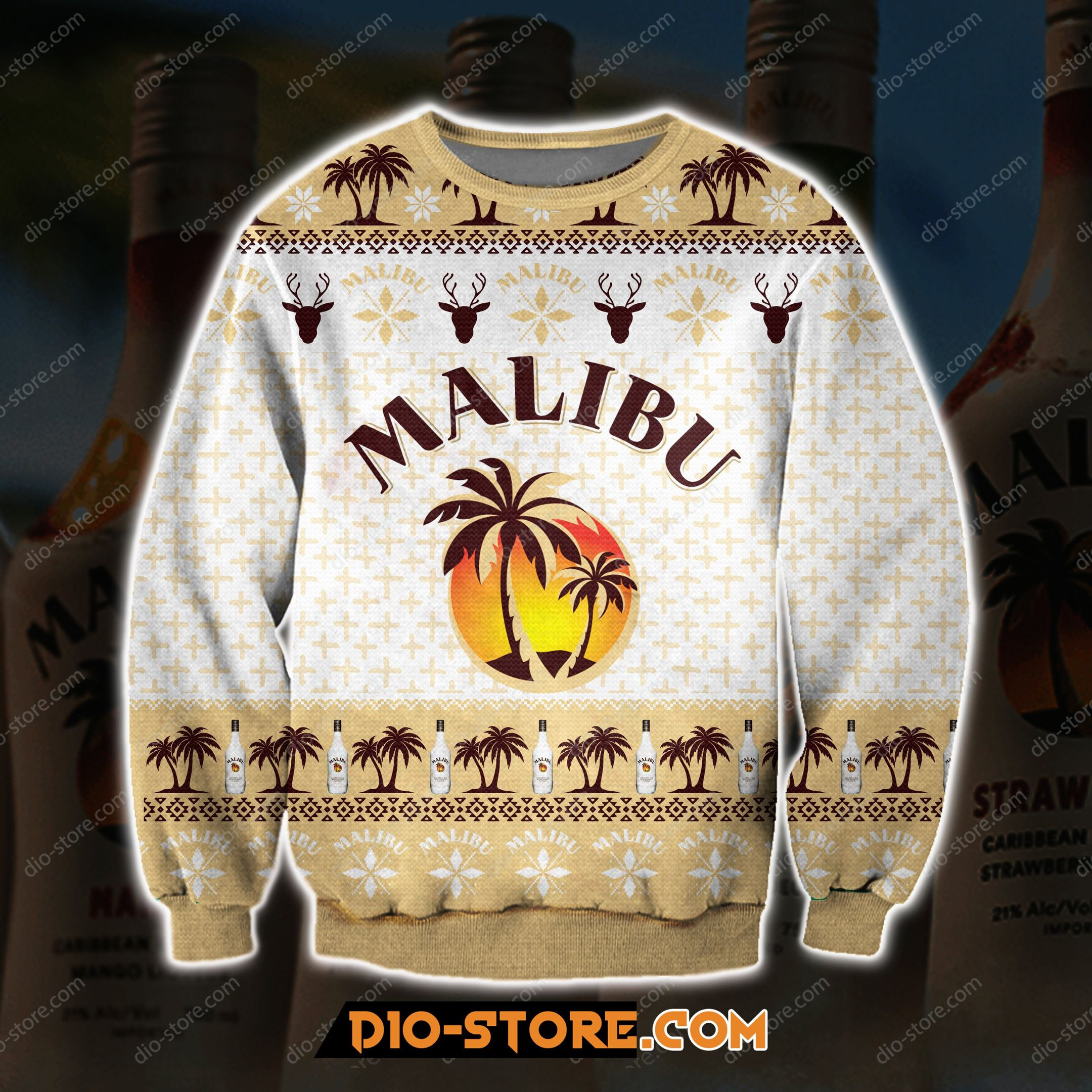 Pattern Malibu Rum Ugly Christmas Sweater Adult 3D Funny Matching for family