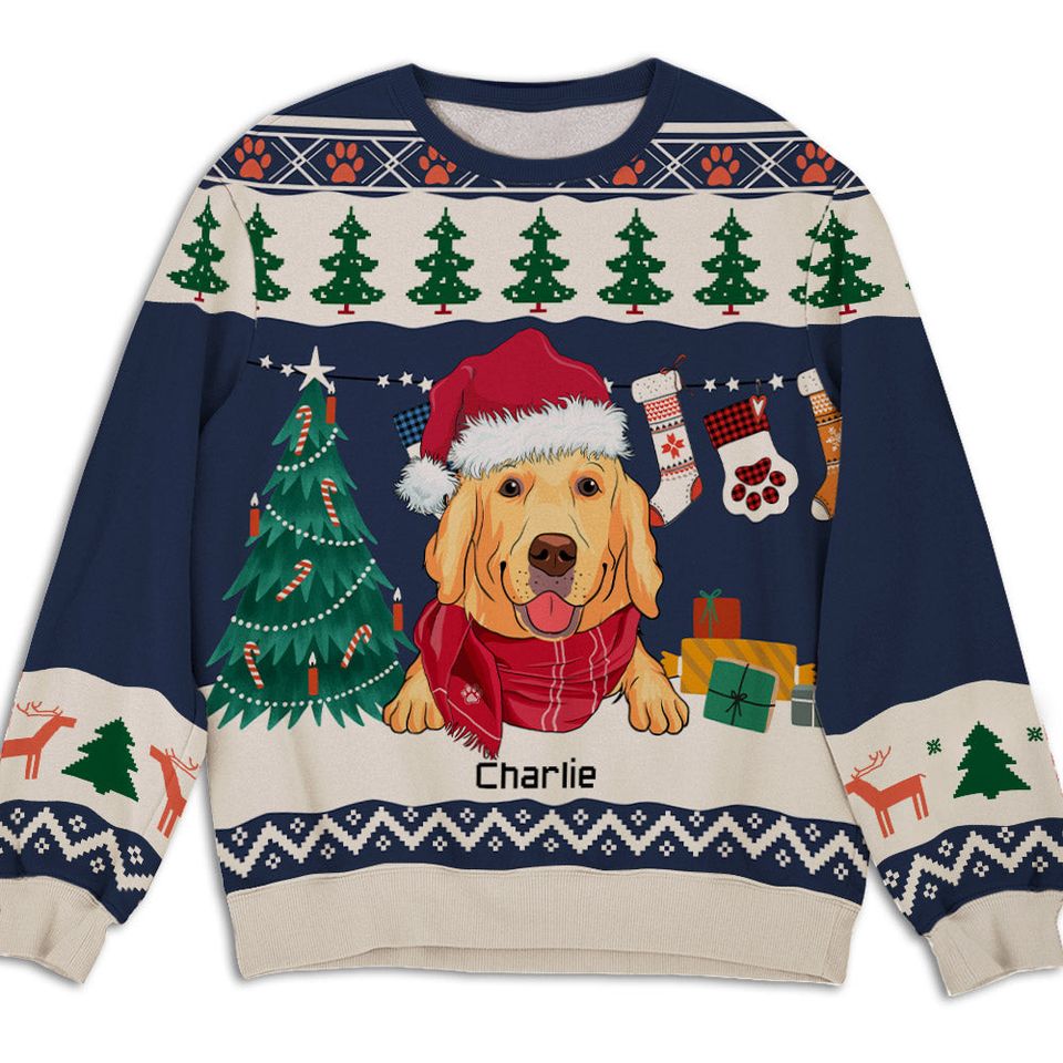 Paw Winter Custom Pet Lover Personalized Christmas Jumper Ugly Sweatshirt