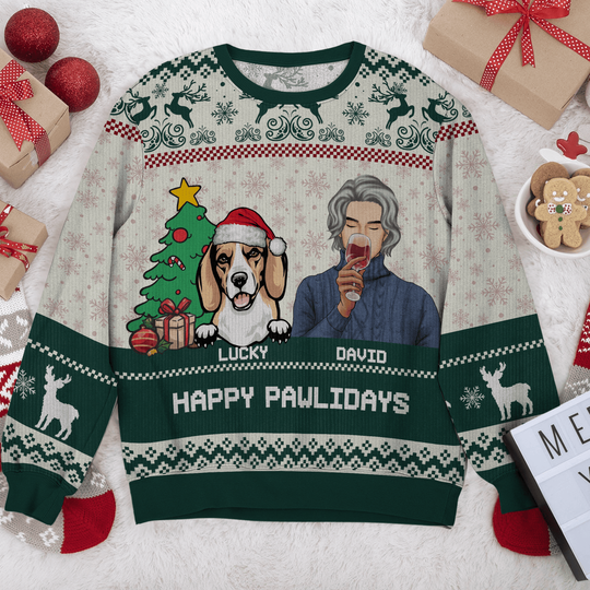 Pawlidays With Dogs All-Over-Print Ugly Sweatshirt - Image 5