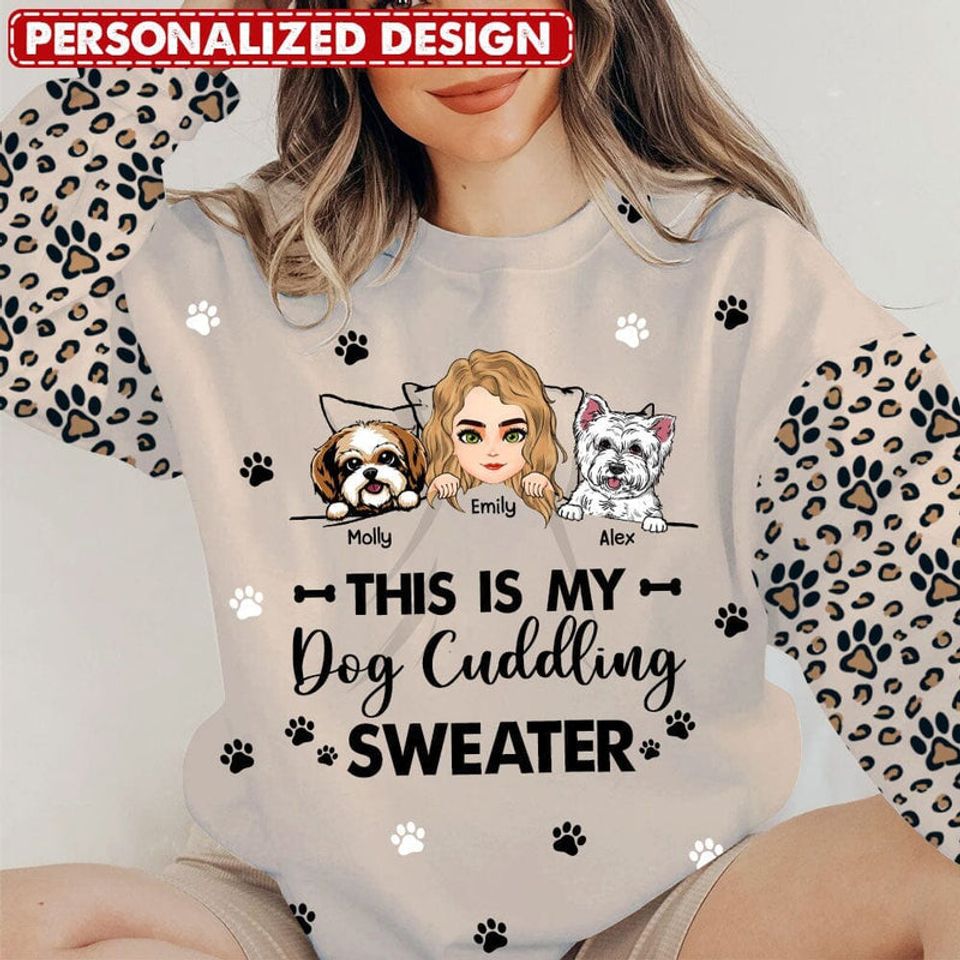 Pawprint Puppy Pet Dog Mom Cuddling Sweater Personalized 3D Sweater