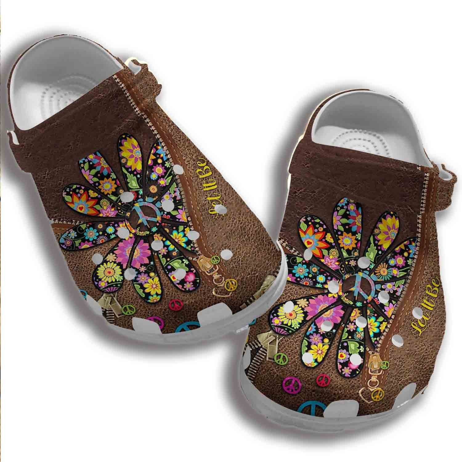 Peace Hippie Sunflower Croc Shoes Men Women - Let It Be Shoes Crocbland Clog Gifts For Son Daughter