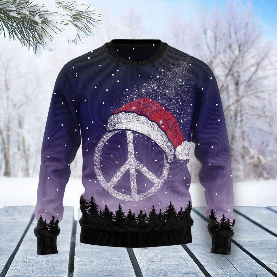 Peace Hippie Ugly Christmas Sweater Adult 3D Funny Matching for family
