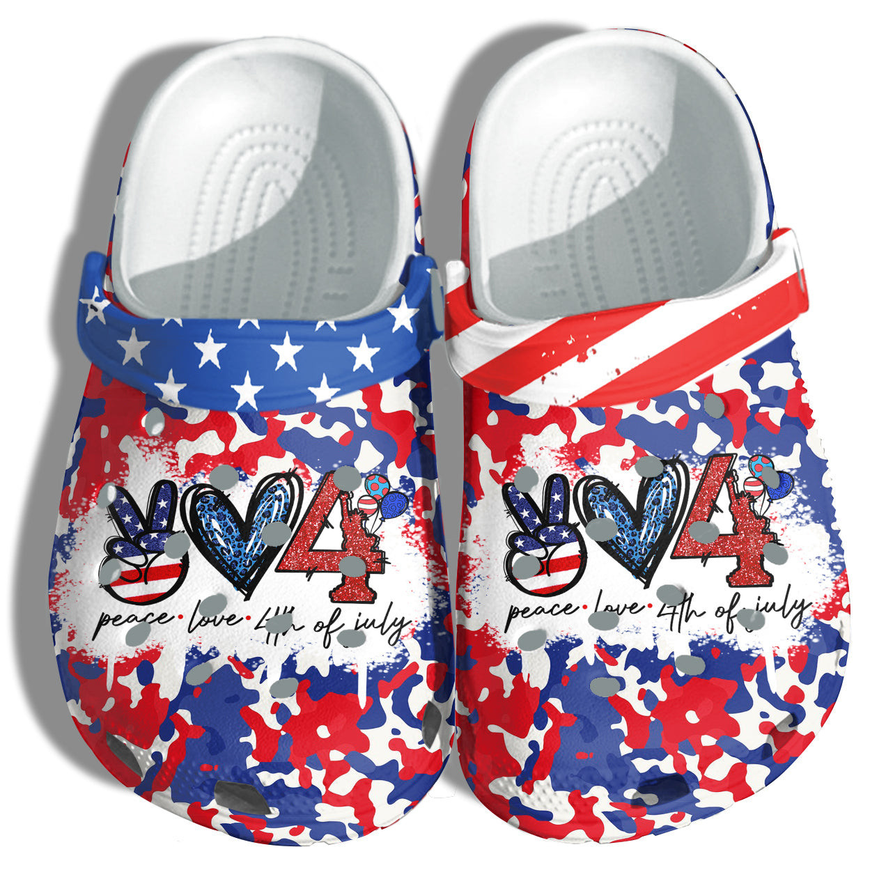 Peace Love 4Th Of July Shoes Gift Women - Heart Love Tie Dye Leopard America Flag Shoes Birthday Gift