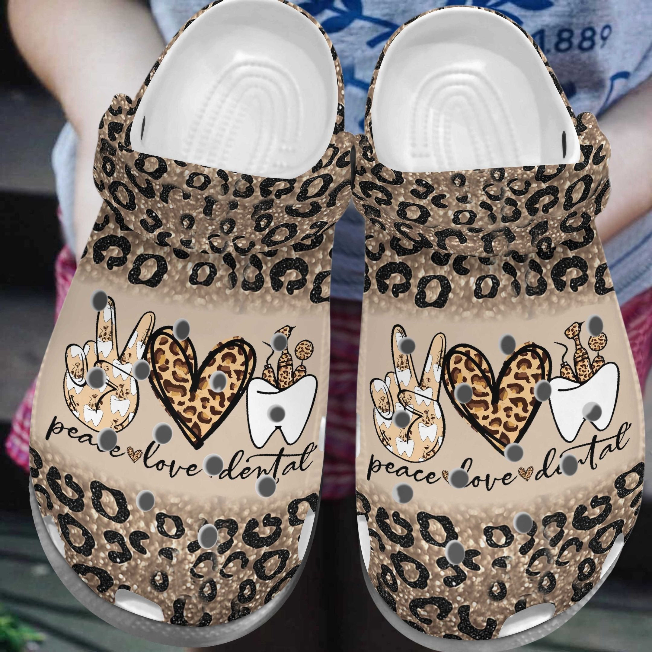 Peace Love Dental Shoes - Dentist Clogs Birthday Gift For Friends