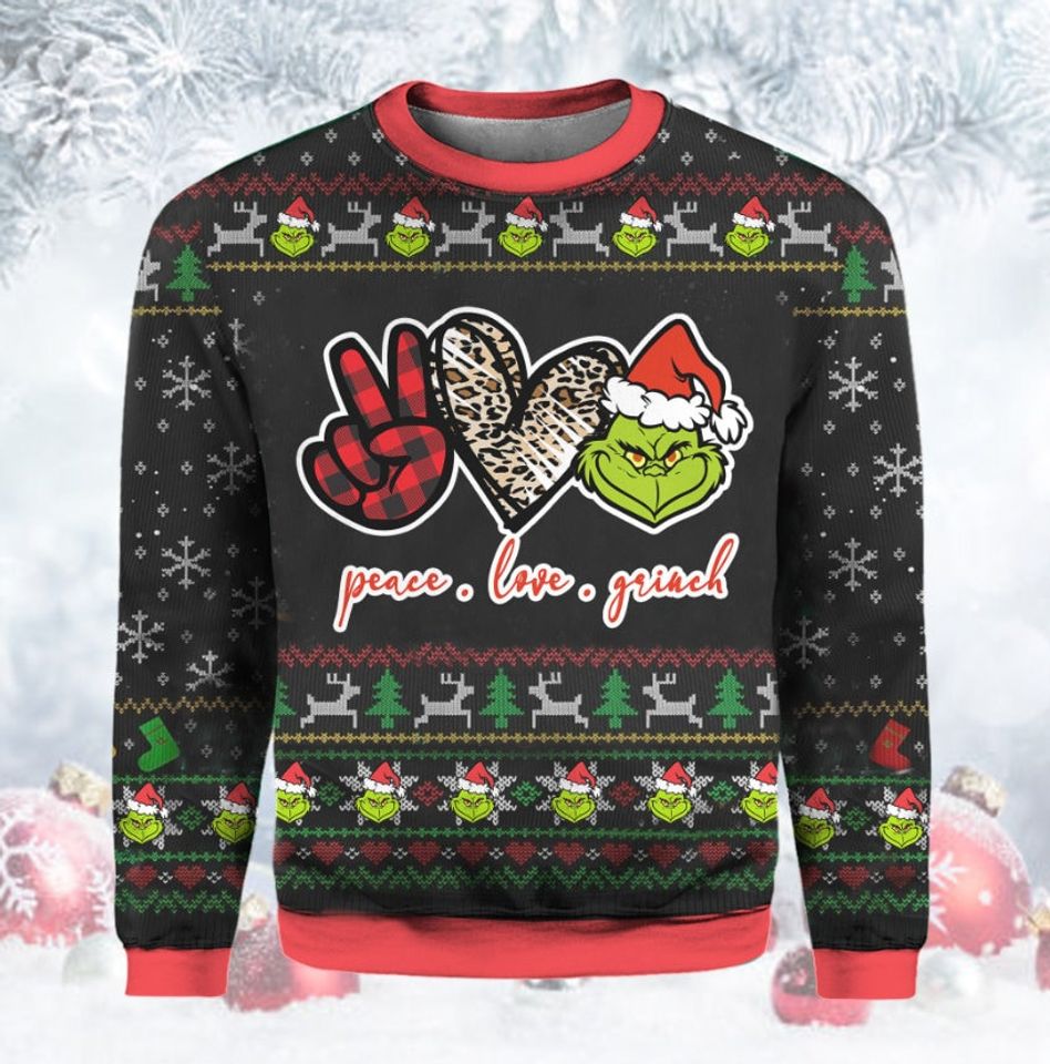 Peace Love funny character Ugly Sweater