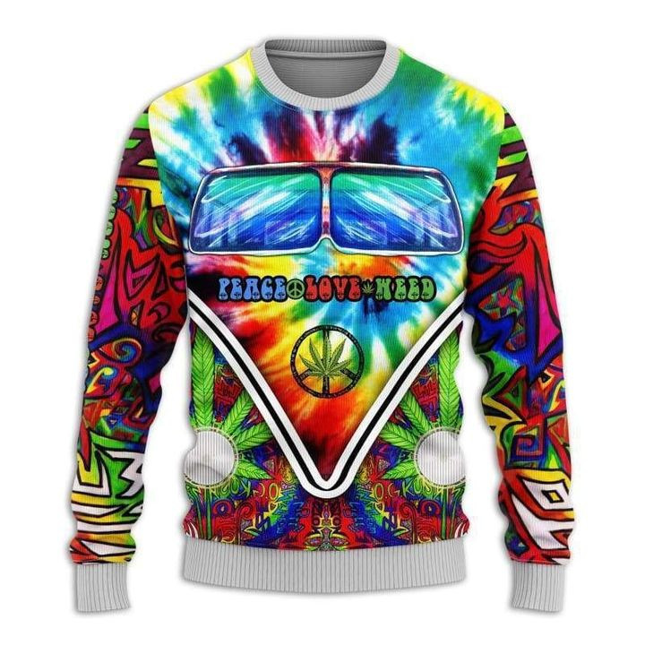 Peace Love Ugly Christmas Sweater Adult 3D Funny Matching for family