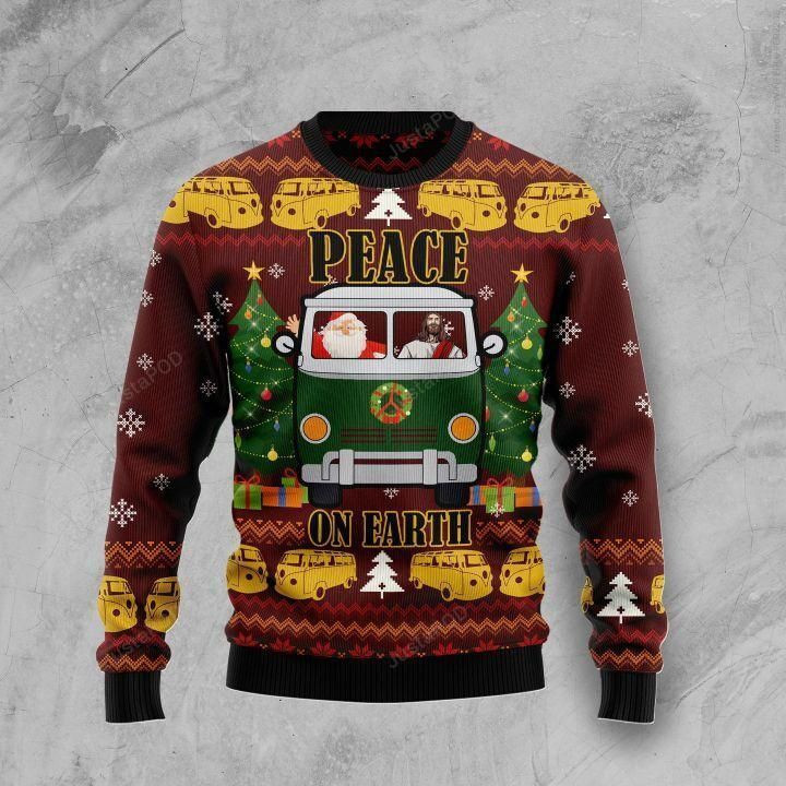 Peace On Earth Ugly Christmas Sweater Adult 3D Funny Matching for family