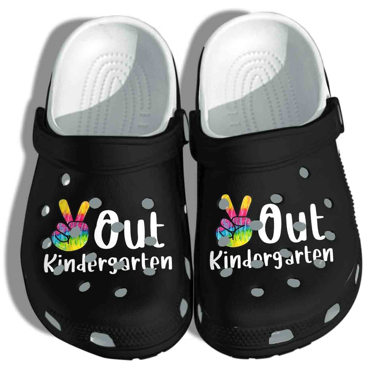 Peace Out Kindergarten Tie Dye Shoes - Graduation Class Of 2022 Clogs Gift