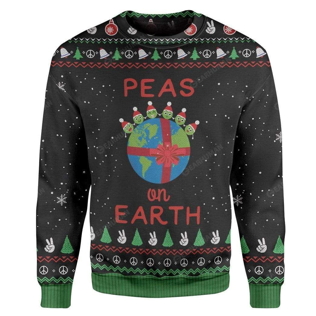 Peas On Earth Ugly Christmas Sweater Adult 3D Funny Matching for family