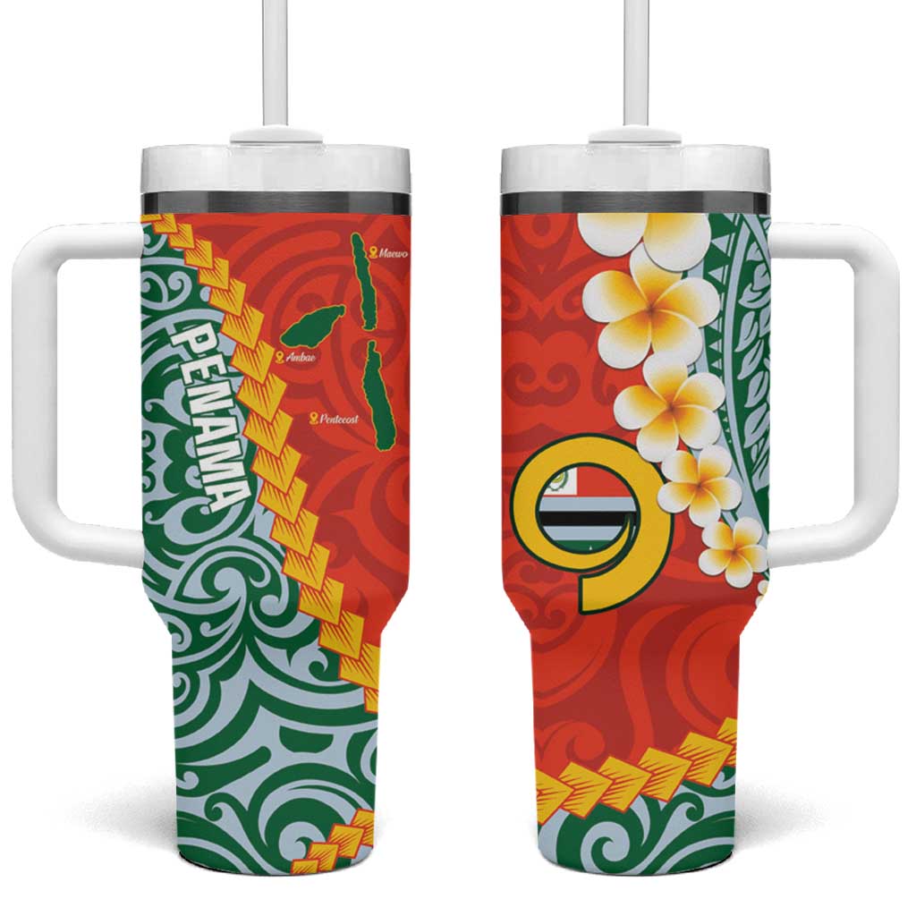 Penama Province Vanuatu Map With Plumeria Flag Custom Stanley Cup 40 oz 30 oz Tumbler With HandleTVC2301378