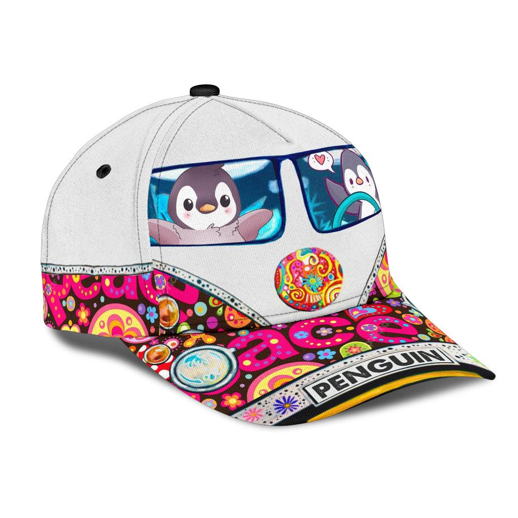 Penguin Classic Cap, Gift for Hippie Life, Hippie Lovers, Gift for Penguin Lovers Trucker Hats Custom Hats Gifts For Men & Women