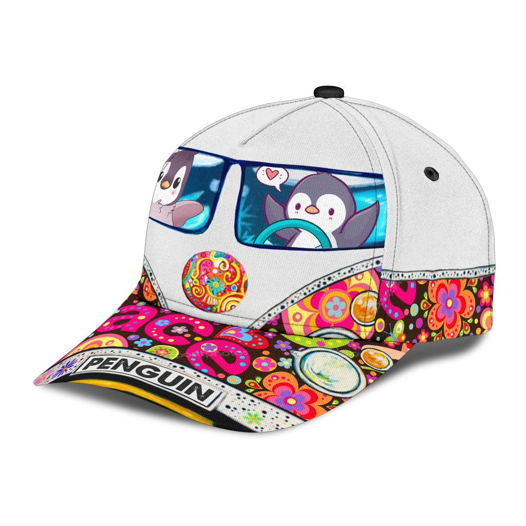 Penguin Classic Cap, Gift for Hippie Life, Hippie Lovers, Gift for Penguin Lovers Trucker Hats Custom Hats Gifts For Men & Women