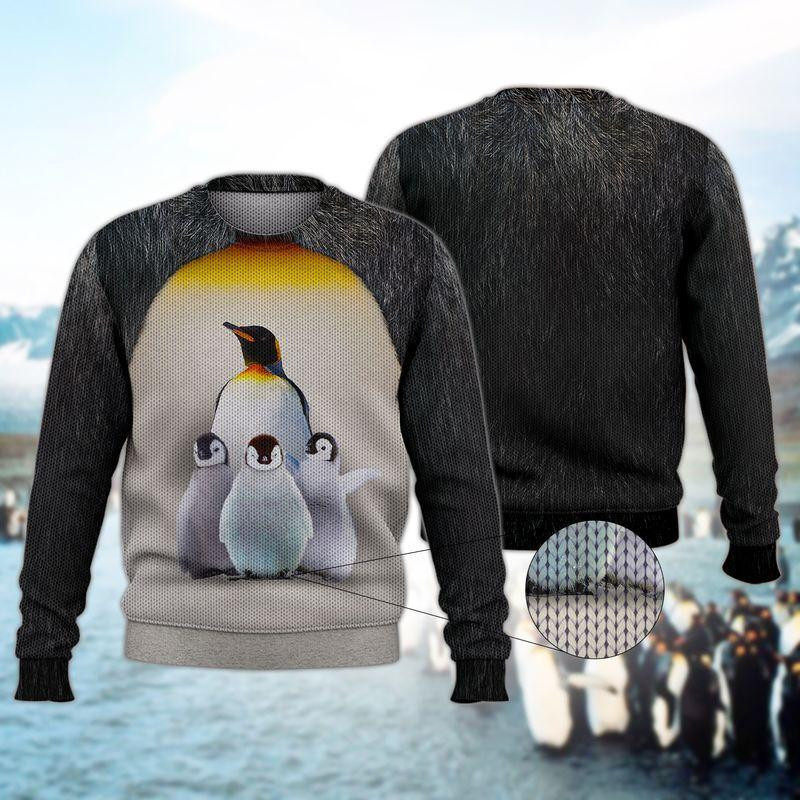 Penguin Family Ugly Christmas Sweater Adult 3D Funny Matching for family