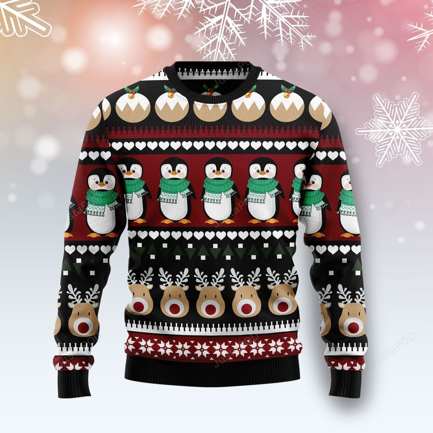 Penguin Group Ugly Christmas Sweater Adult 3D Funny Matching for family