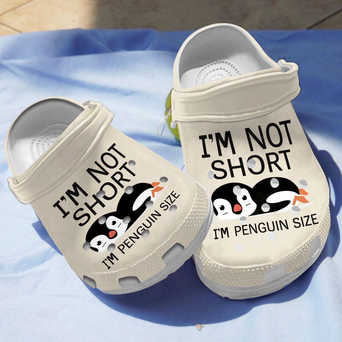 Penguin I'm Not Short Crocs Crocband Clogs Shoes Comfortable For Men Women and Kids