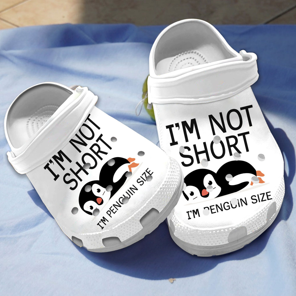 Penguin I'm Not Short Crocs Crocband Clogs Shoes Comfortable For Men Women and Kids