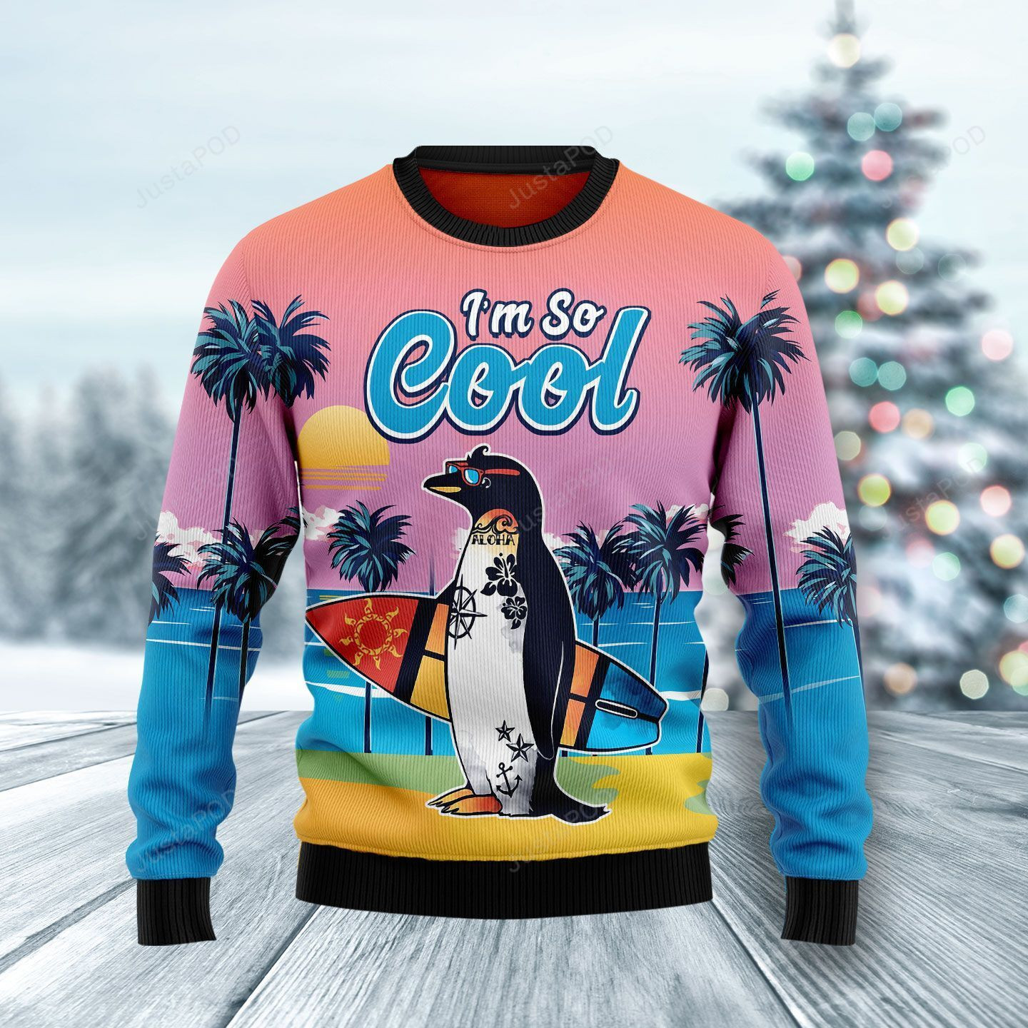 Penguin I?M So Cool Ugly Christmas Sweater Adult 3D Funny Matching for family