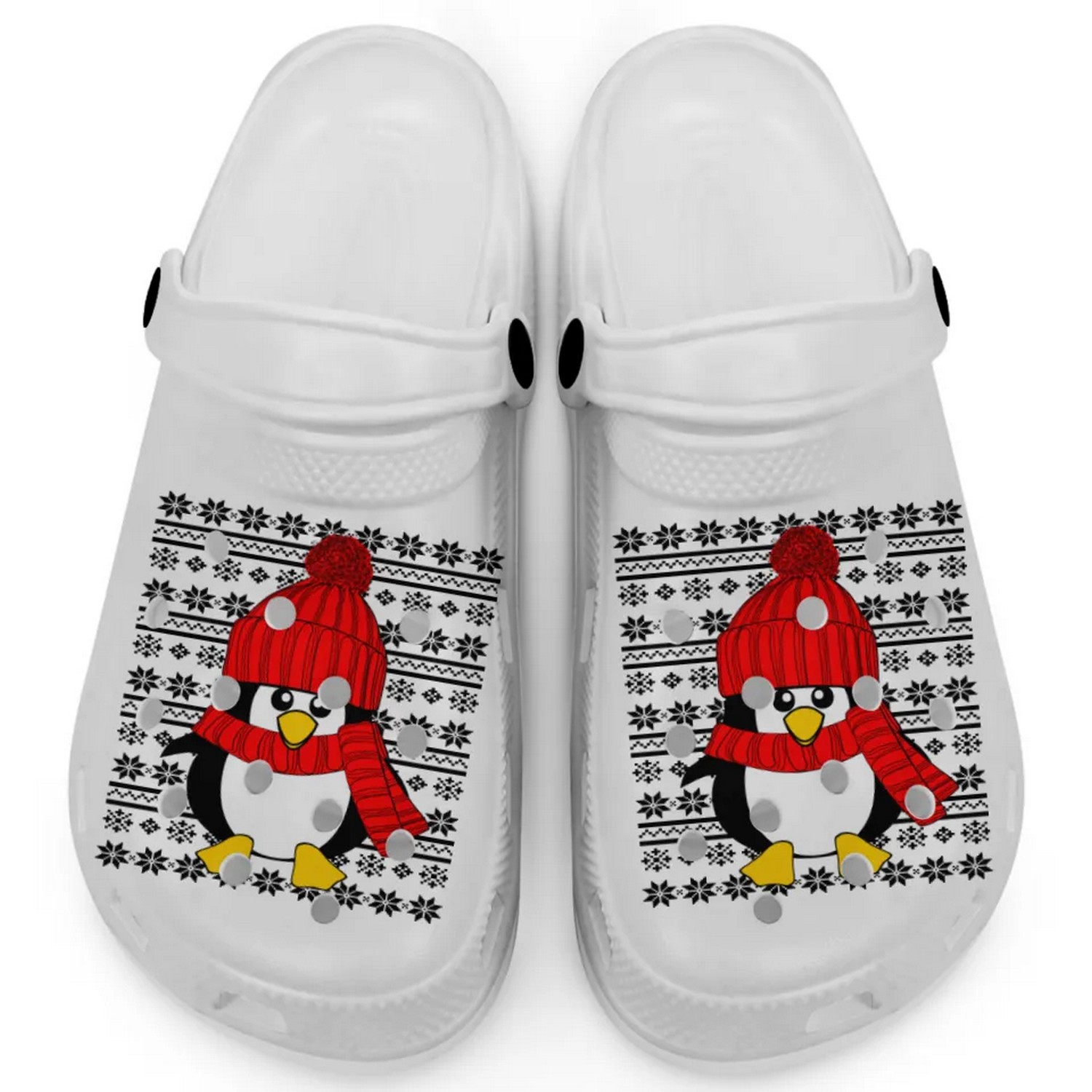Penguin Merry Christmas Crocs Crocband Clogs Shoes Comfortable For Men Women and Kids