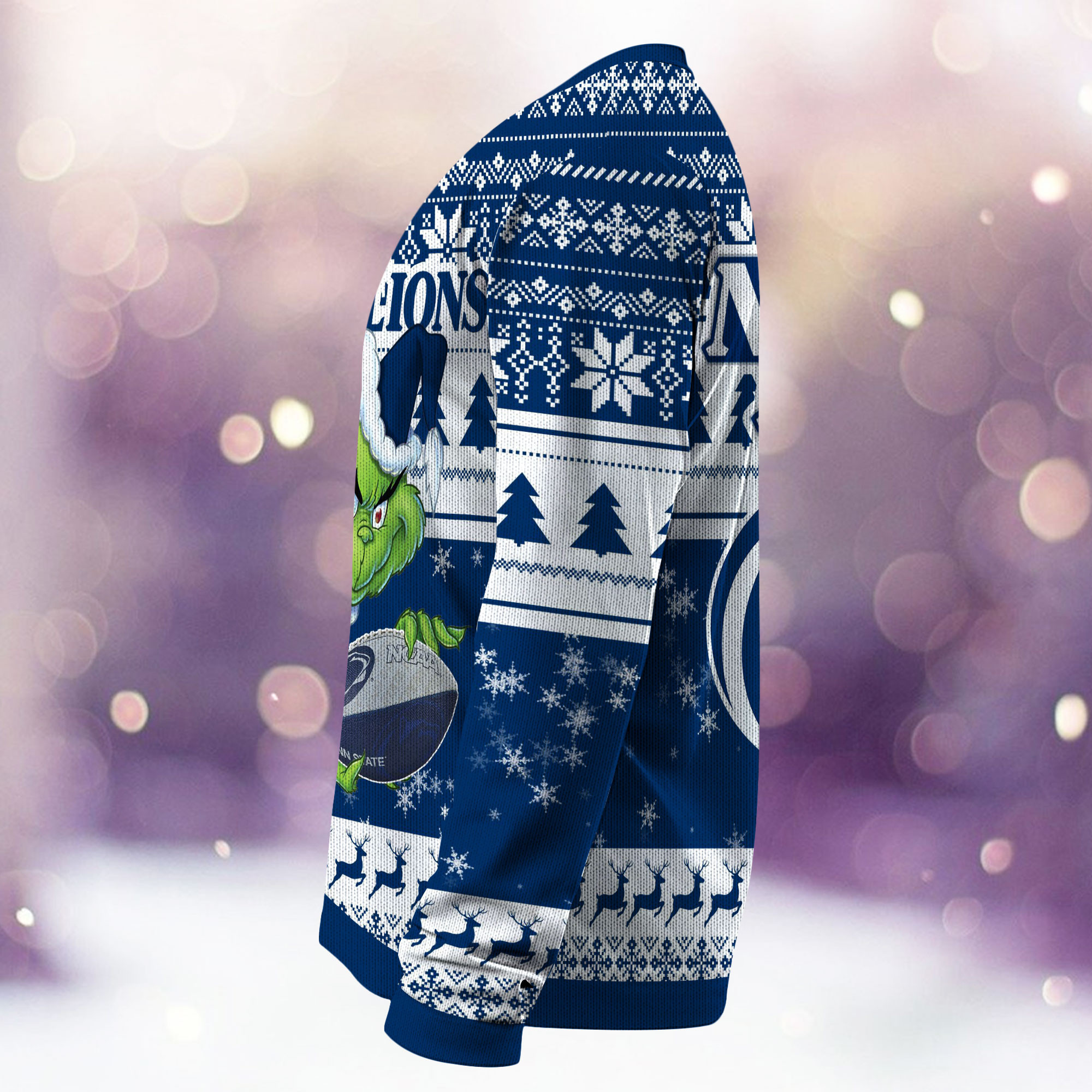 Penn State Nittany Lions Grinch Ugly Christmas Sweater Adult 3D Funny Matching for family - Image 4