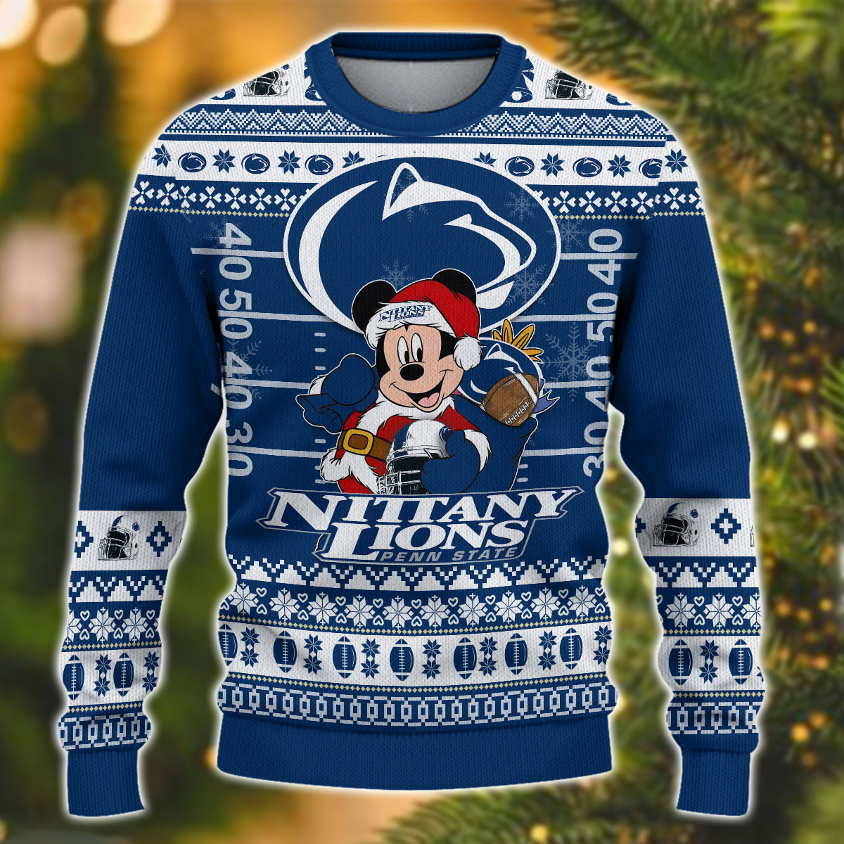 Penn State Nittany Lions Mickey Ugly Christmas Sweater Adult 3D Funny Matching for family - Image 2