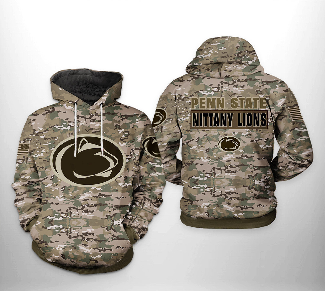 Penn State Nittany Lions NCAA Camo Veteran 3D All Over Print Hoodie, Zip Hoodie