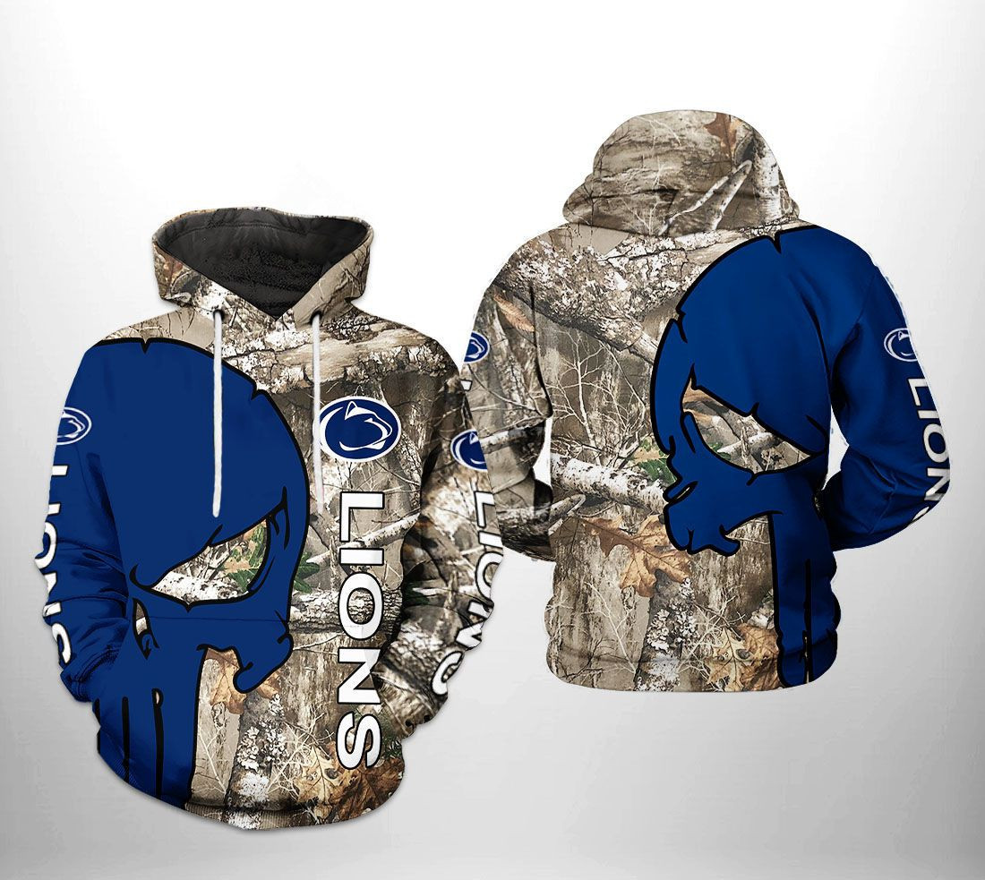 Penn State Nittany Lions NCAA Camo Veteran Hunting 3D All Over Print Hoodie, Zip Hoodie