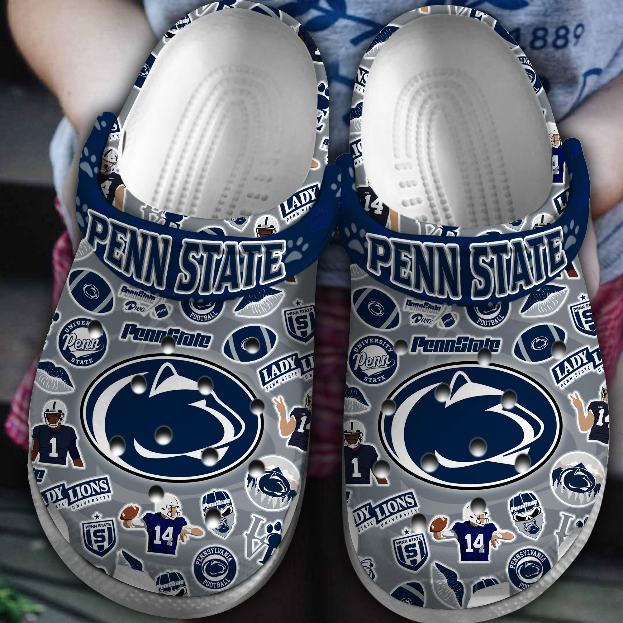 Penn State Nittany Lions NCAA Sport Crocs Crocband Clogs Shoes Comfortable For Men Women and Kids