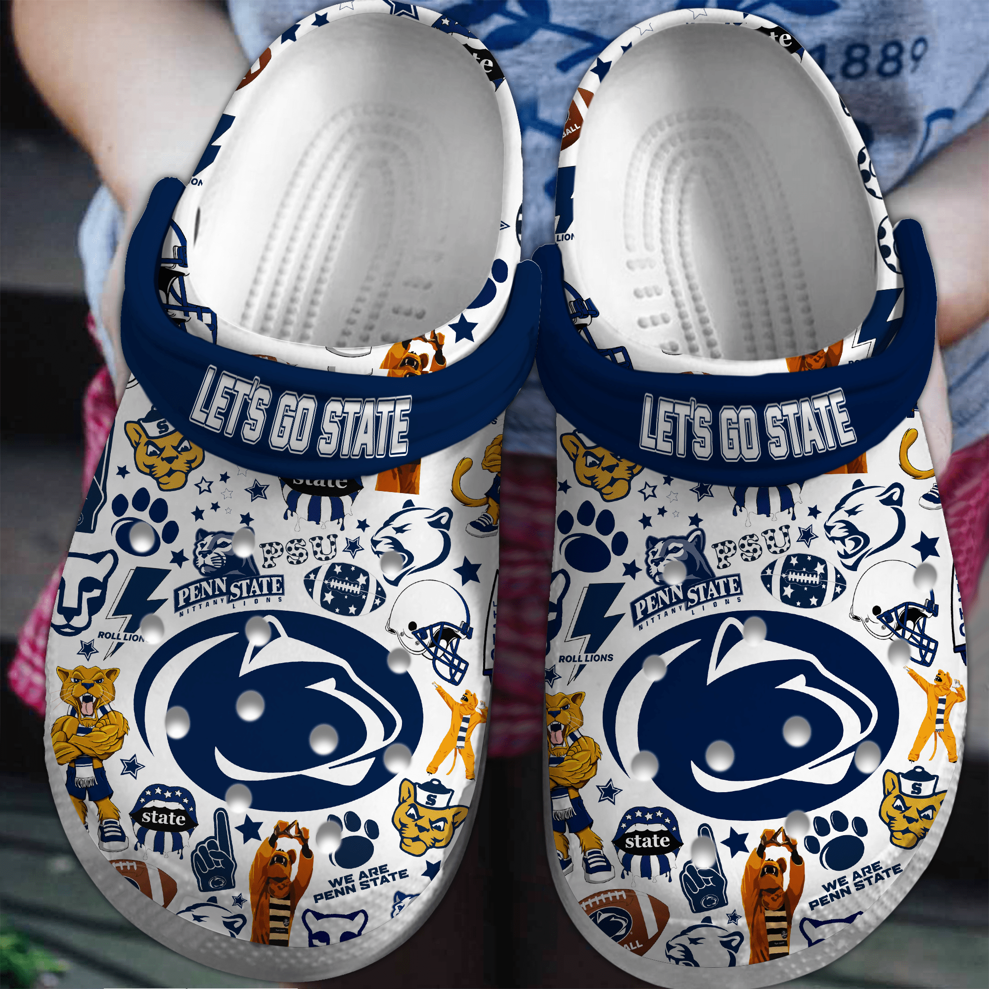 Penn State Nittany Lions NCAA Sport Crocs Crocband Clogs Shoes Comfortable For Men Women and Kids