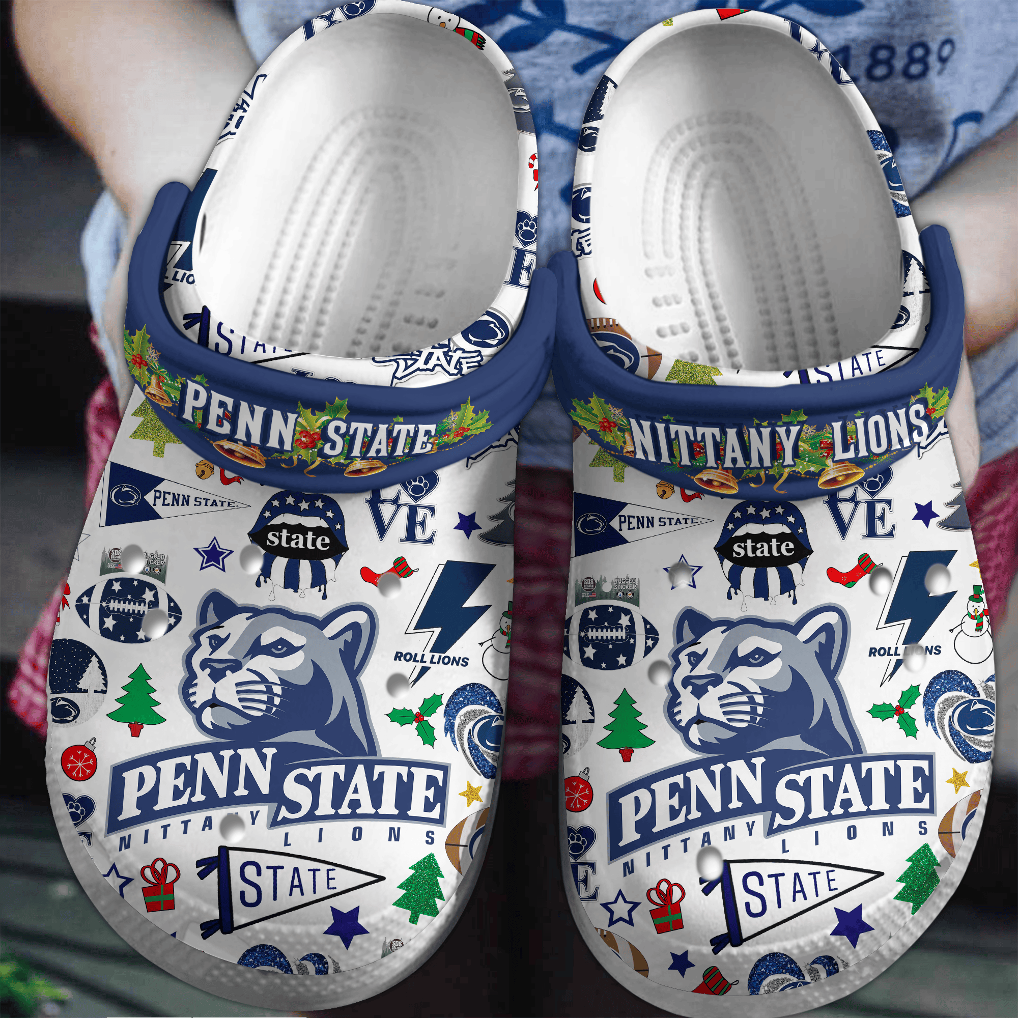 Penn State Nittany Lions NCAA Sport Crocs Crocband Clogs Shoes Comfortable For Men Women and Kids