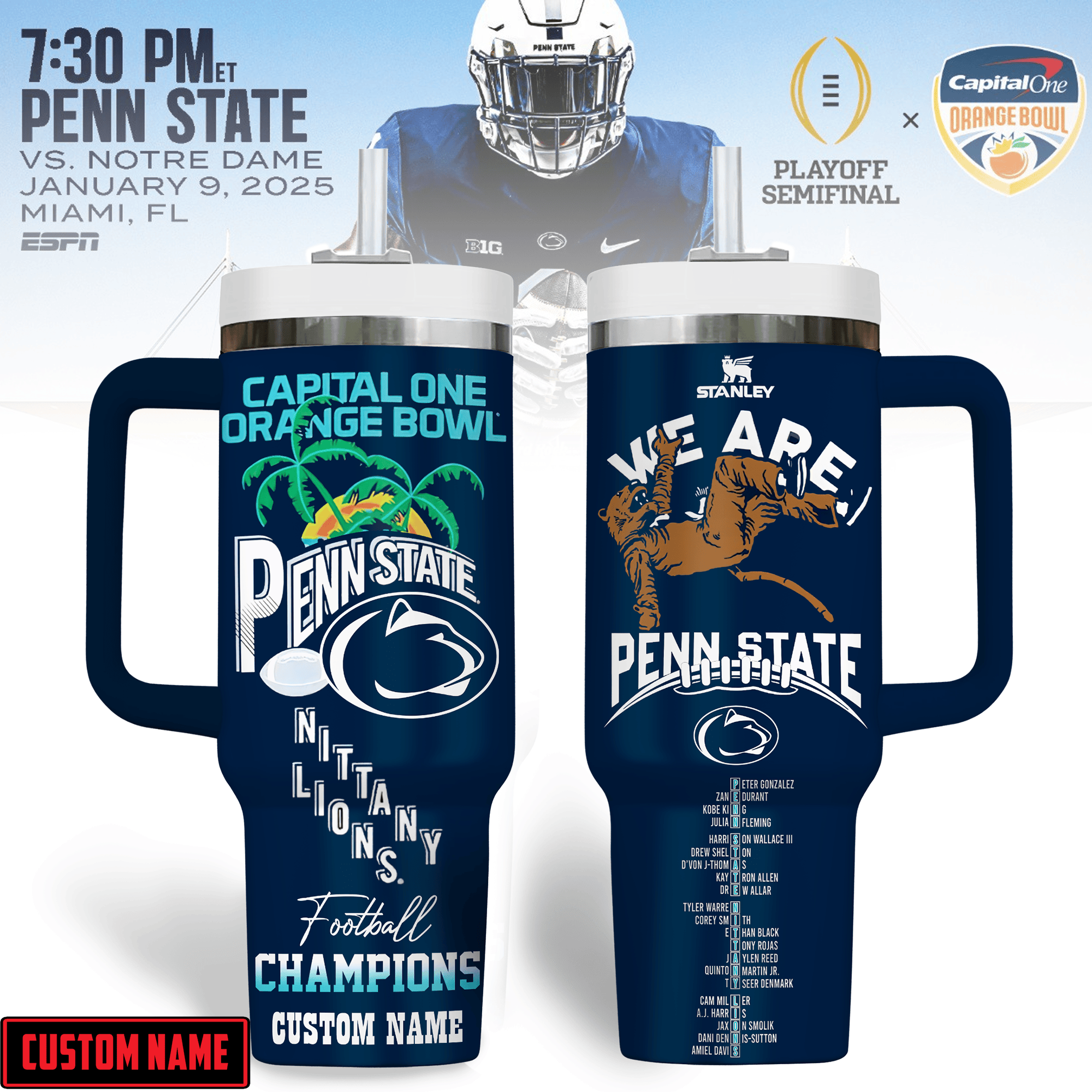 Penn State Nittany Lions NCAA Sports Custom Stanley Cup 40 oz 30 oz Tumbler With HandleTVC2301311