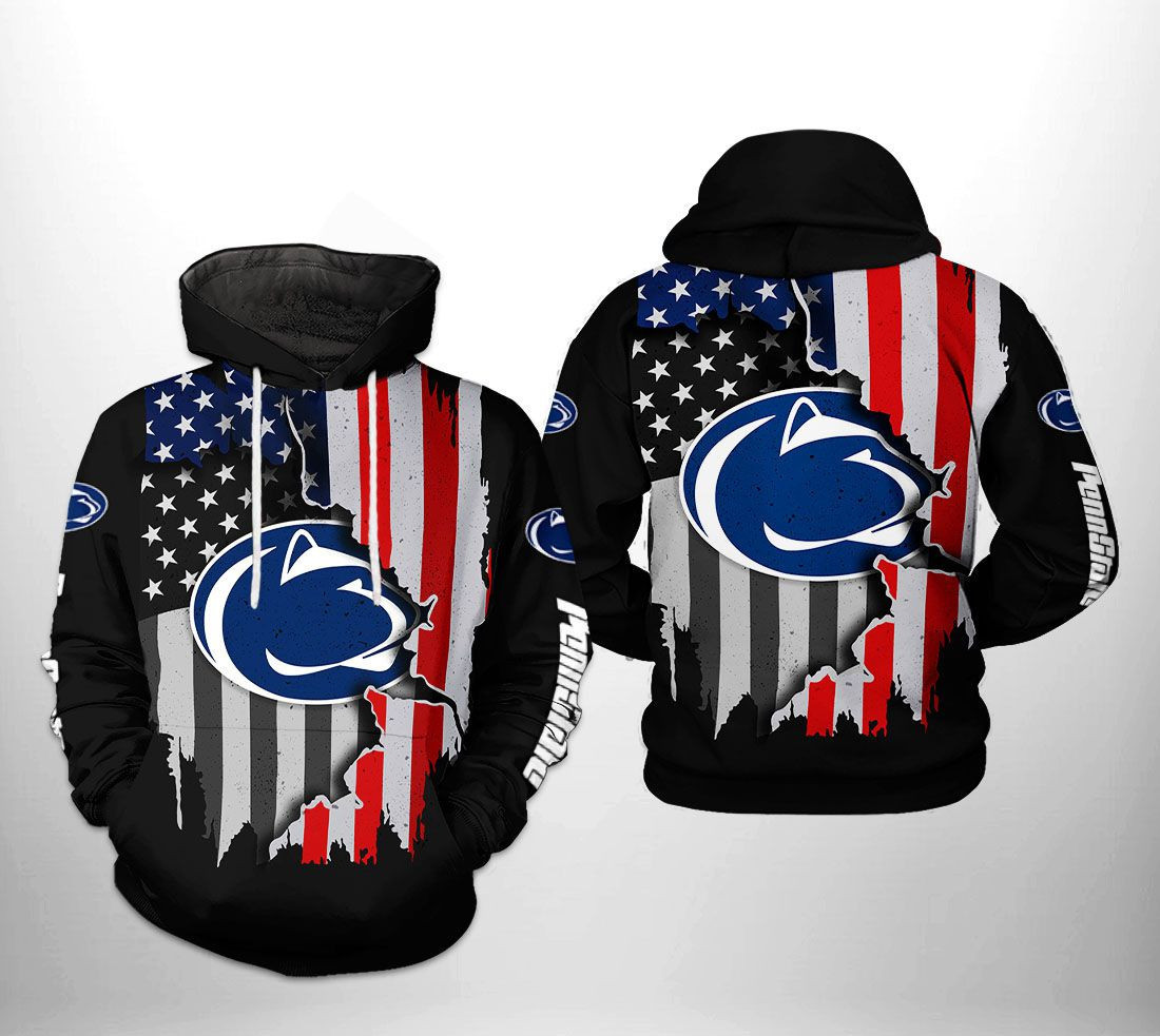 Penn State Nittany Lions NCAA US Flag 3D All Over Print Hoodie, Zip Hoodie