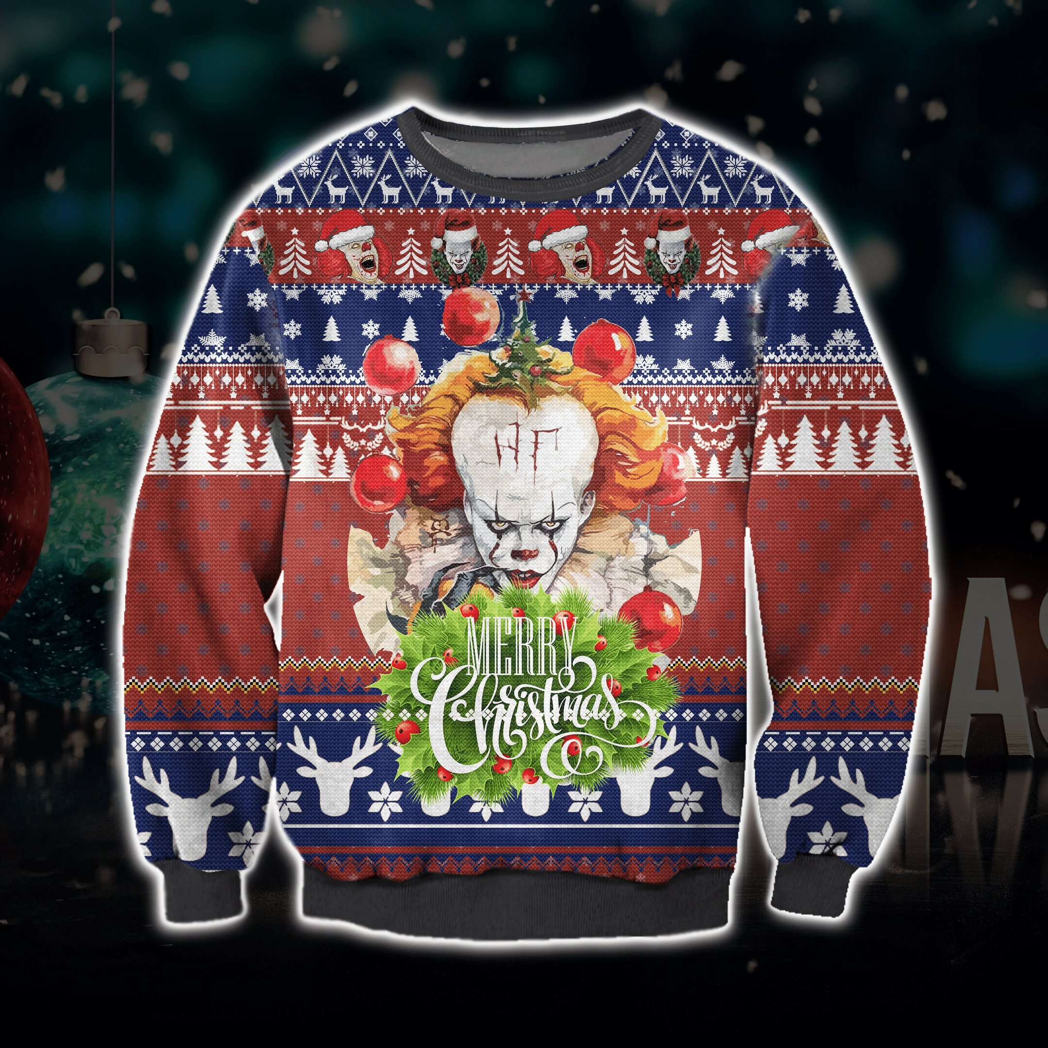 Pennywise It Ugly Christmas Sweater Adult 3D Funny Matching for family