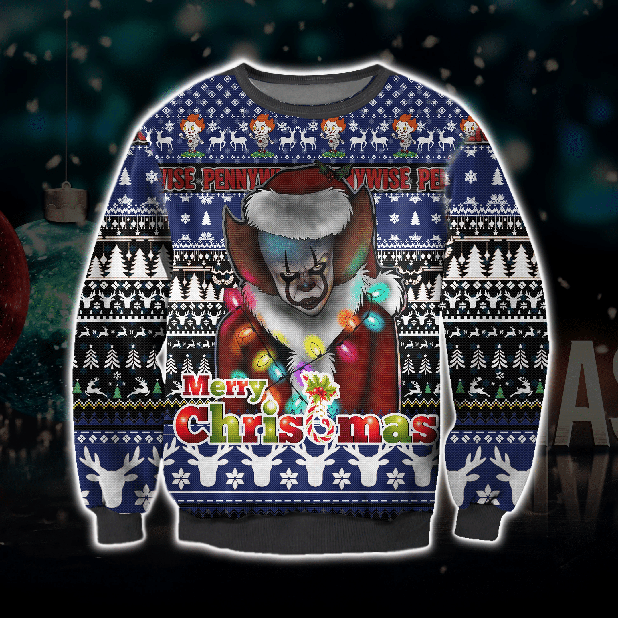 Pennywise It Ugly Christmas Sweater Adult 3D Funny Matching for family
