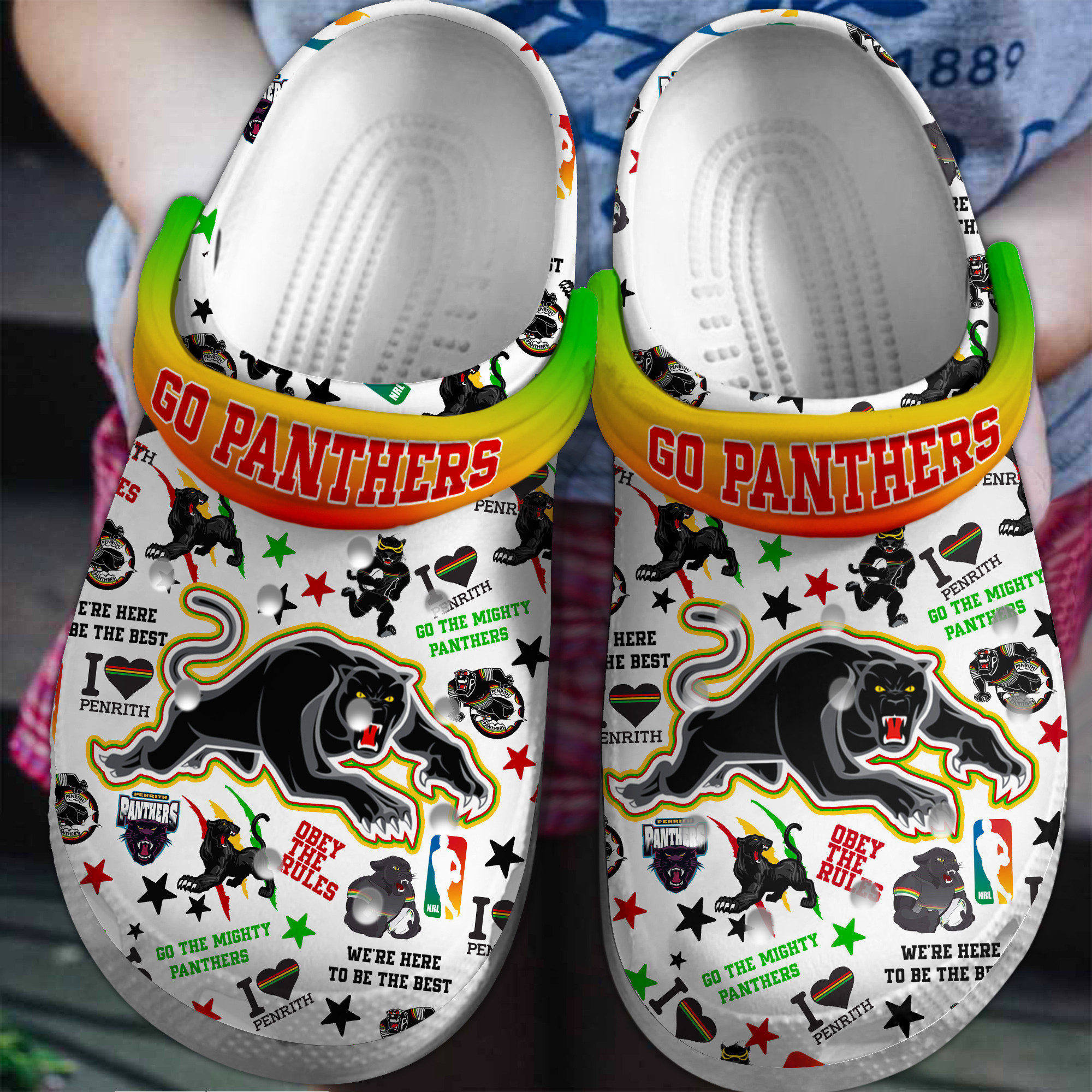Penrith Panthers NRL Sport Crocs Crocband Clogs Shoes Comfortable For Men Women and Kids