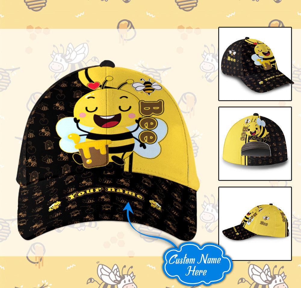Perasonalized Bee Cartoon Classic Cap Trucker Hats Custom Hats Gifts For Men & Women