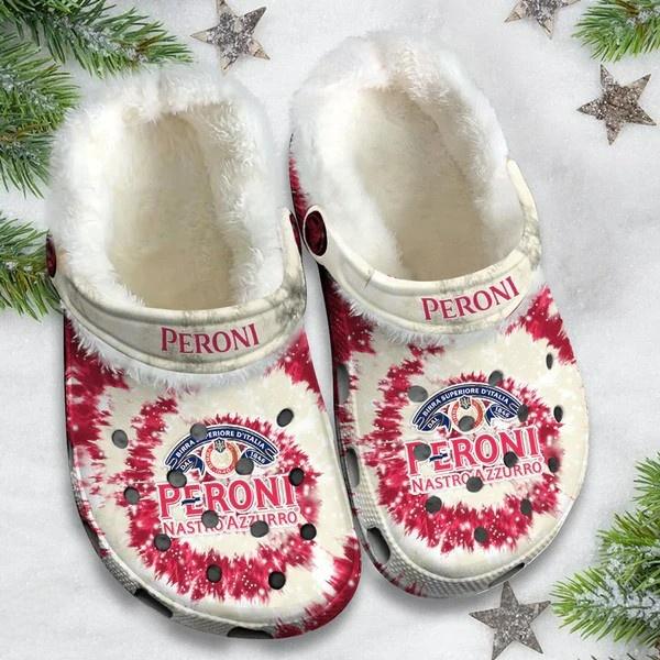 Peroni Nastro Azzurro Beer Crocs Crocband Fleece Lined Clogs Shoes Comfortable For Men Women and Kids In Winter