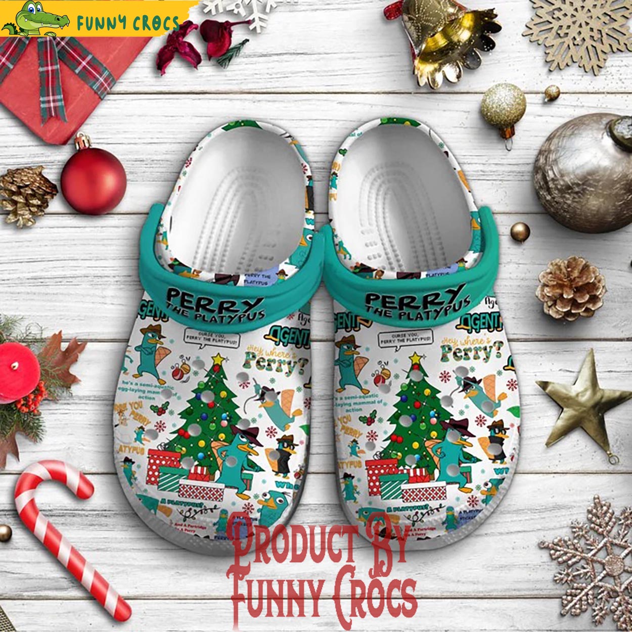 Perry Phineas And Ferb TV Series Christmas Tree Crocs Crocband Clogs Shoes Comfortable For Men Women and Kids