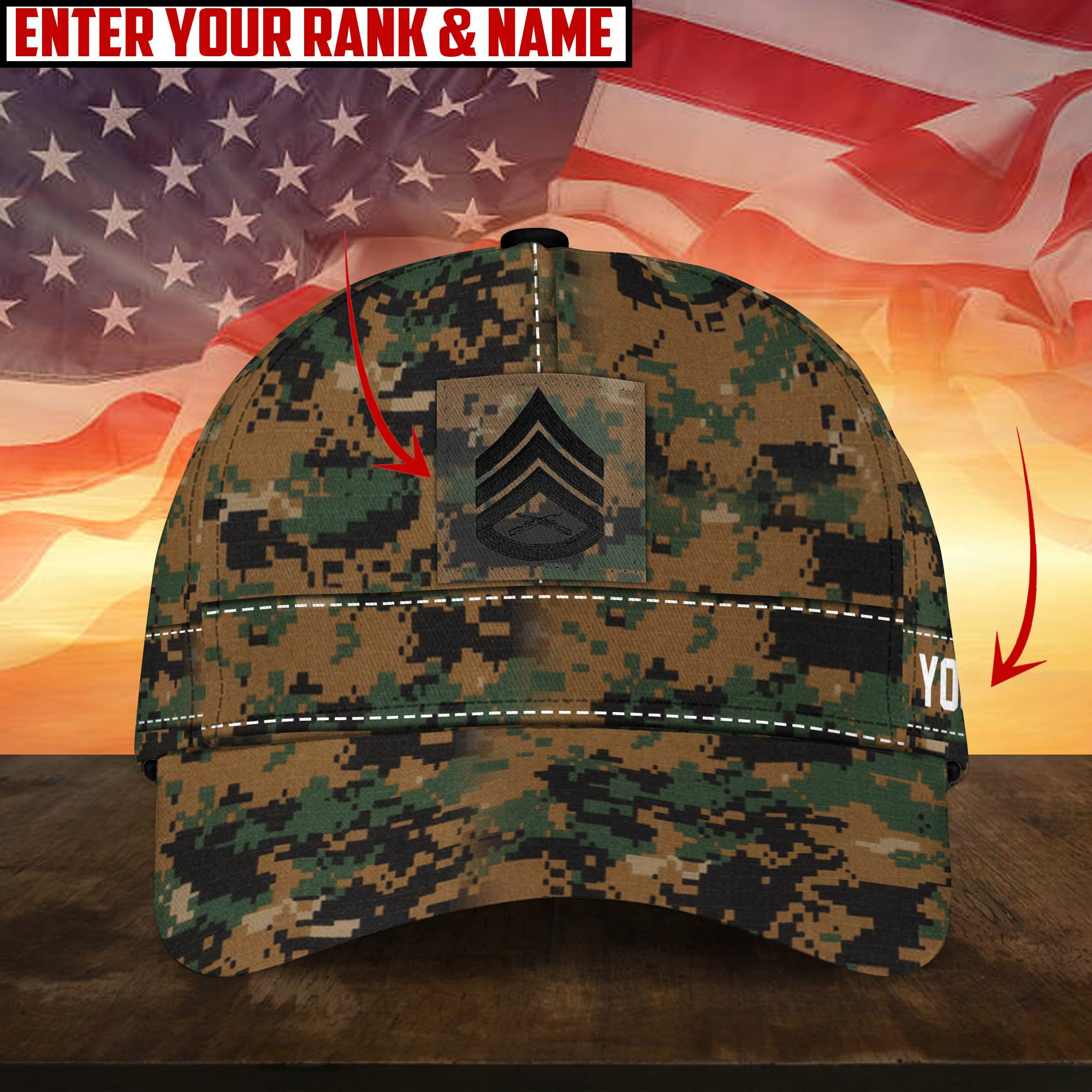 Personalised Multiservice U.S Veteran 3D Printed Camor Cap Trucker Hats Custom Hats Gifts For Men & Women