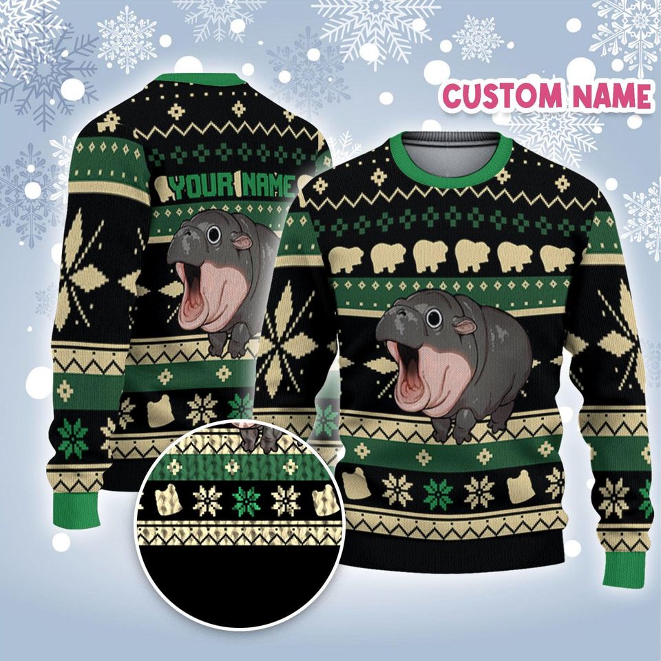 Personalize Christmas Funy Moo Deng Awesome Syle Green CA34 Moo Deng Xmas
