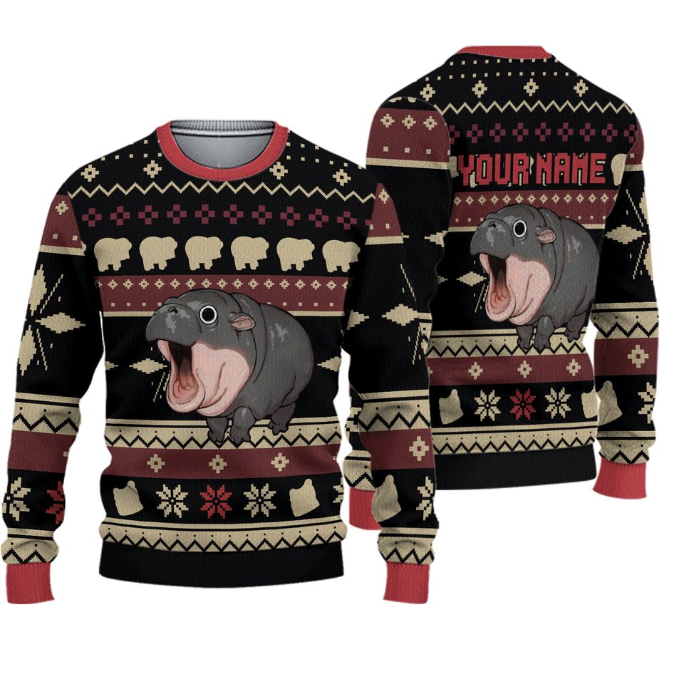 Personalize Christmas Funy Moo Deng Awesome Syle Red CA34 Moo Deng