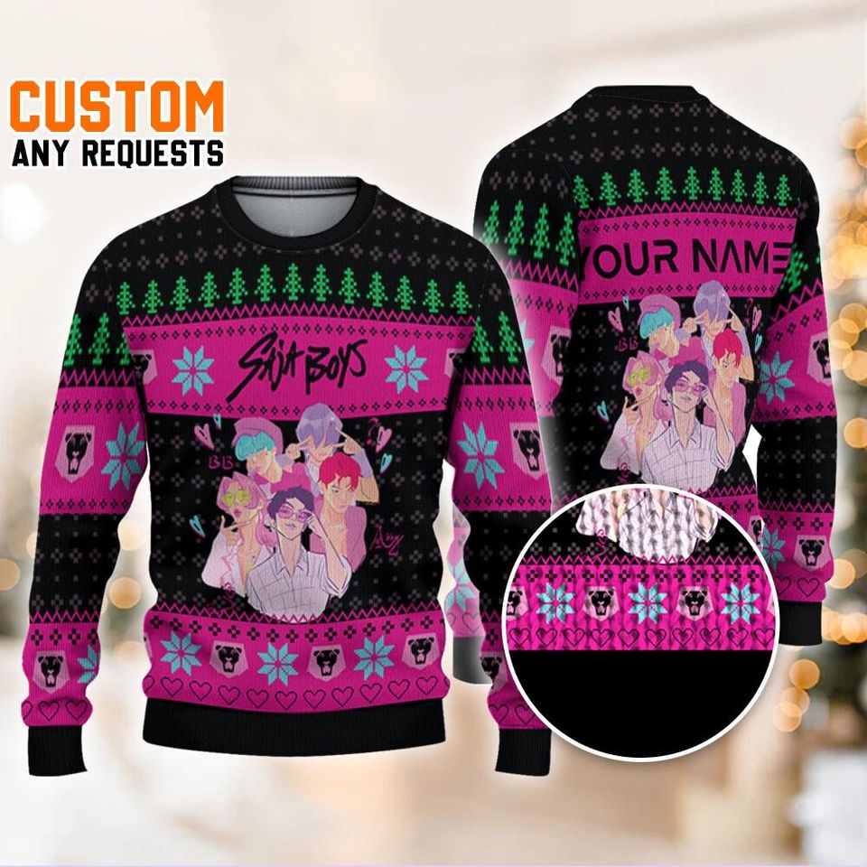 Personalize Ugly Chrsitmas KDM Saja Boys, Custom Xmas Sweater Kpop, Saja Boys Sweatshirt, Christmas Kpop Costume Sweater