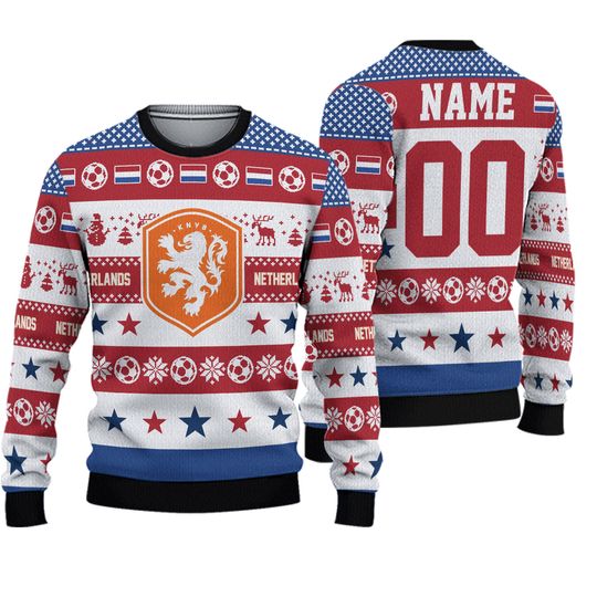 Personalized 2022 Fox Soccer FIFA World Cup Ugly Sweater, Netherlands Soccer Ugly Christmas 3D Sweater - Image 2