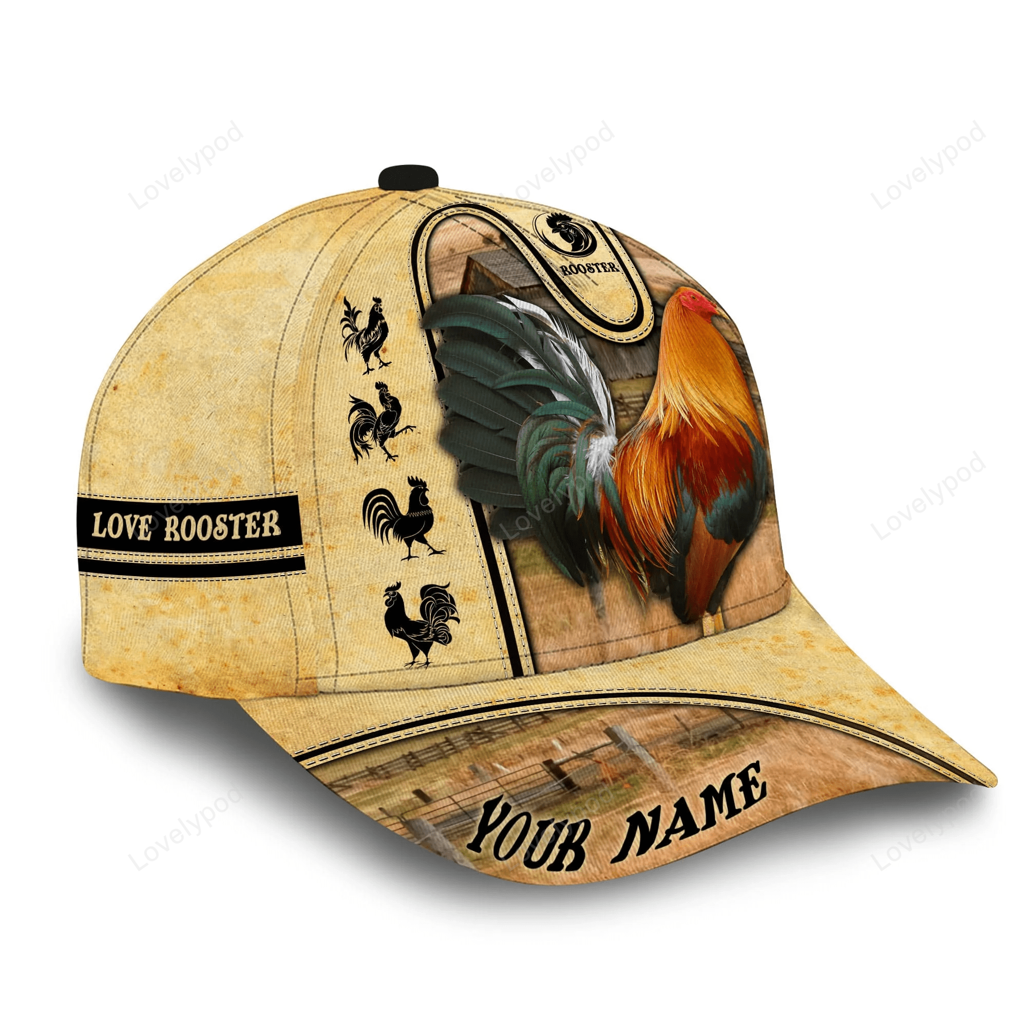Personalized 3D Full Print The Coolest Love Rooster Cap, Rooster Hats For Chicken Lovers Trucker Hats Custom Hats Gifts For Men & Women