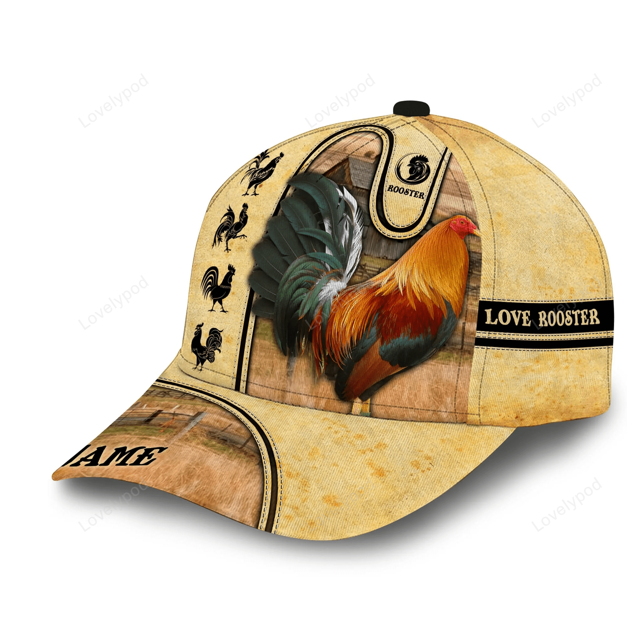 Personalized 3D Full Print The Coolest Love Rooster Cap, Rooster Hats For Chicken Lovers Trucker Hats Custom Hats Gifts For Men & Women
