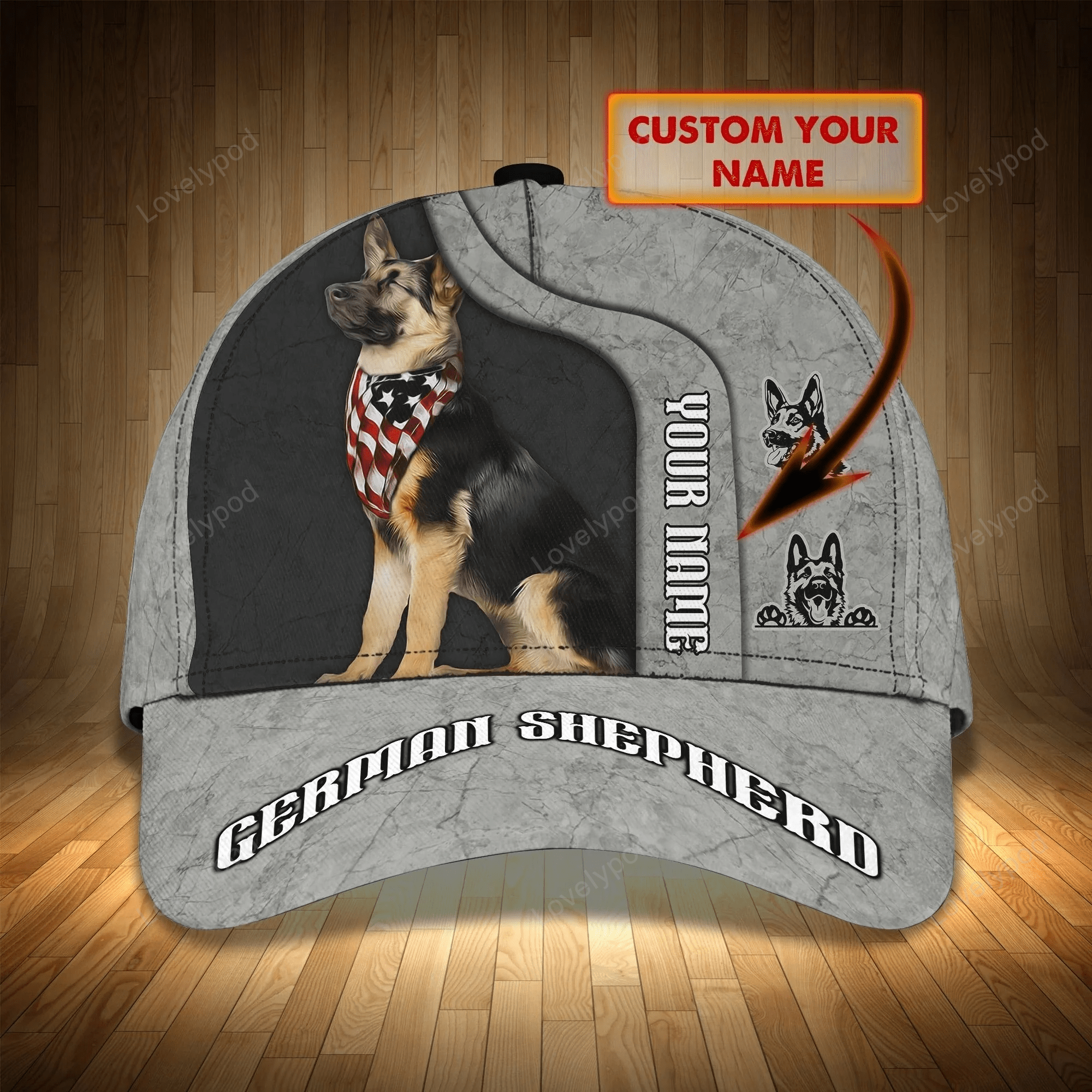 Personalized 3D Full Printing German Shepherd Dog Cap For Men And Woman, Dog Cap Hat, Gift For Dog Lover Trucker Hats Custom Hats Gifts For Men & Women